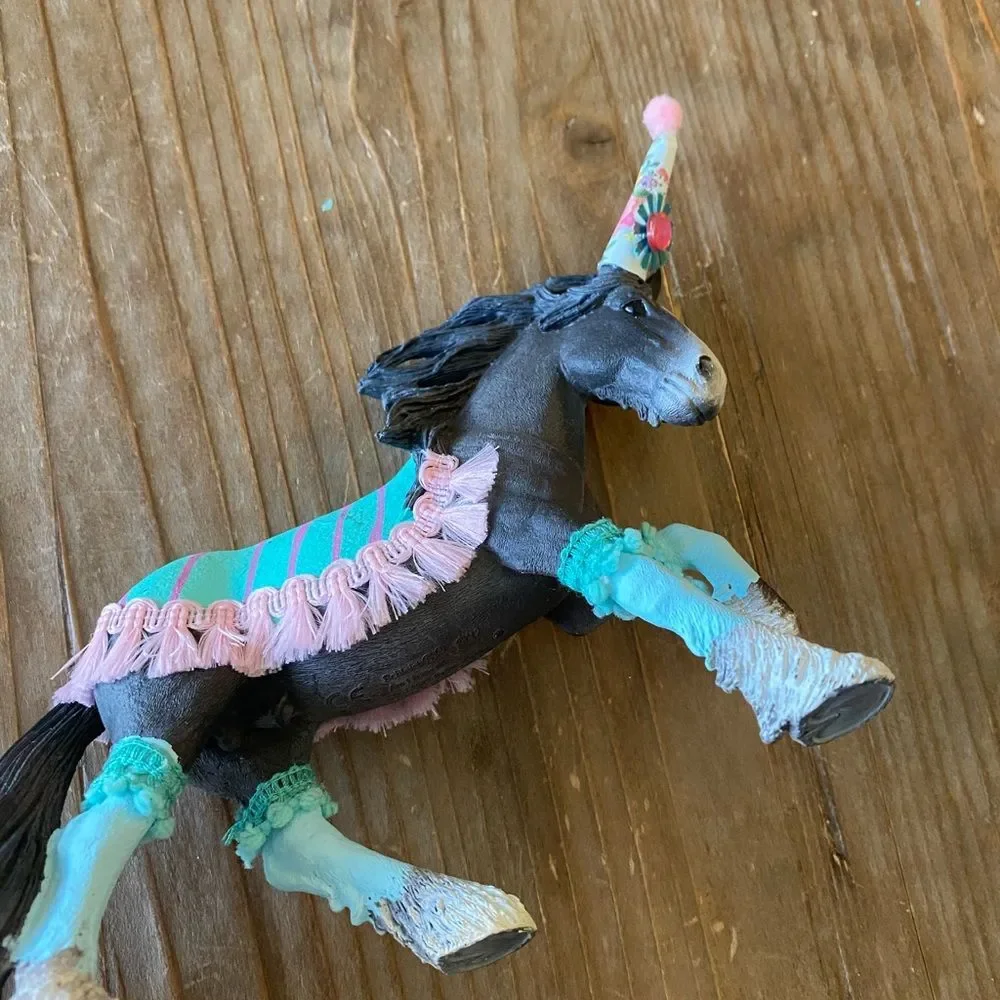 Horse Birthday Cake Pink Aqua Western Cowgirl Clydesdale Mare Cake Topper Toy